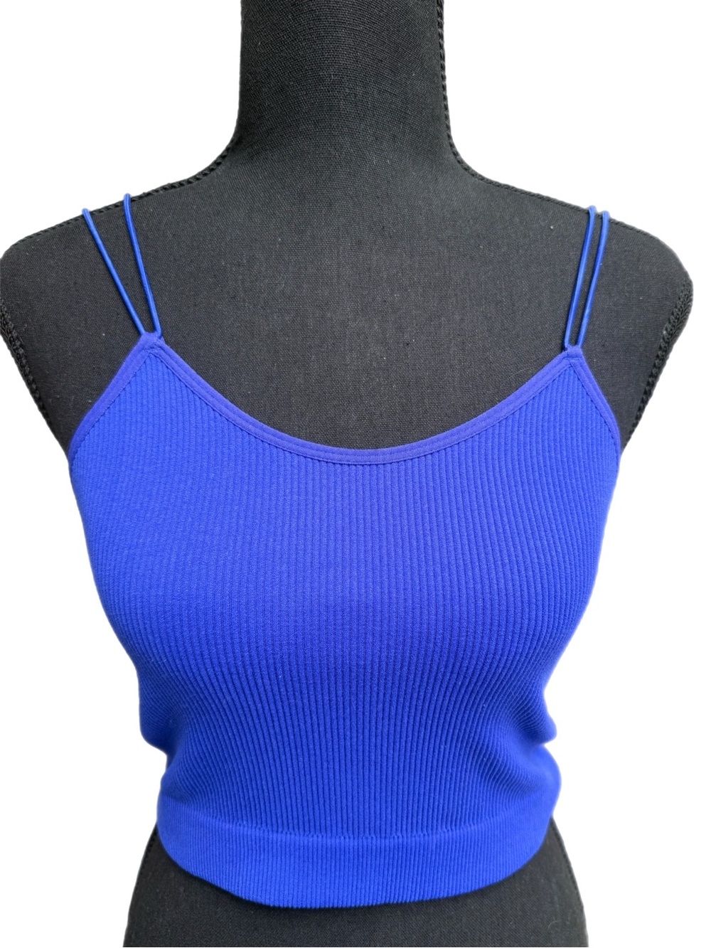 Zenana – Royal Blue Ribbed Double-Strap Brami Crop